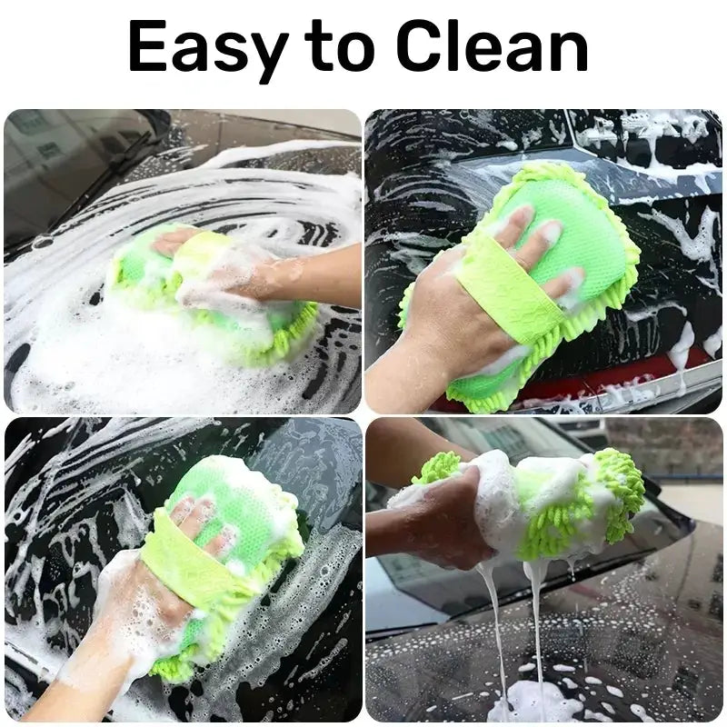 AutoGlow Microfiber Car Washer Sponge Ergonomic Glove Design For Scratch Free Detailing