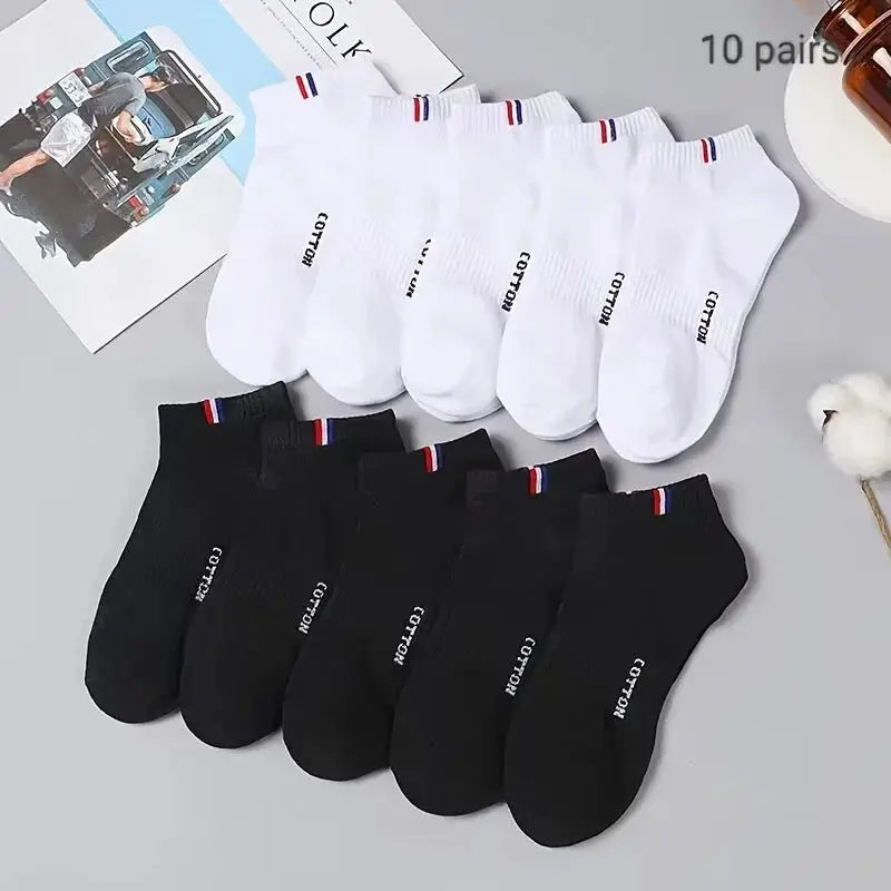 Men's Simple Solid Liner Anklet Socks Pack Of 5 Or 10 Pairs Breathable Soft Sweat Absorbent For Outdoor Wear