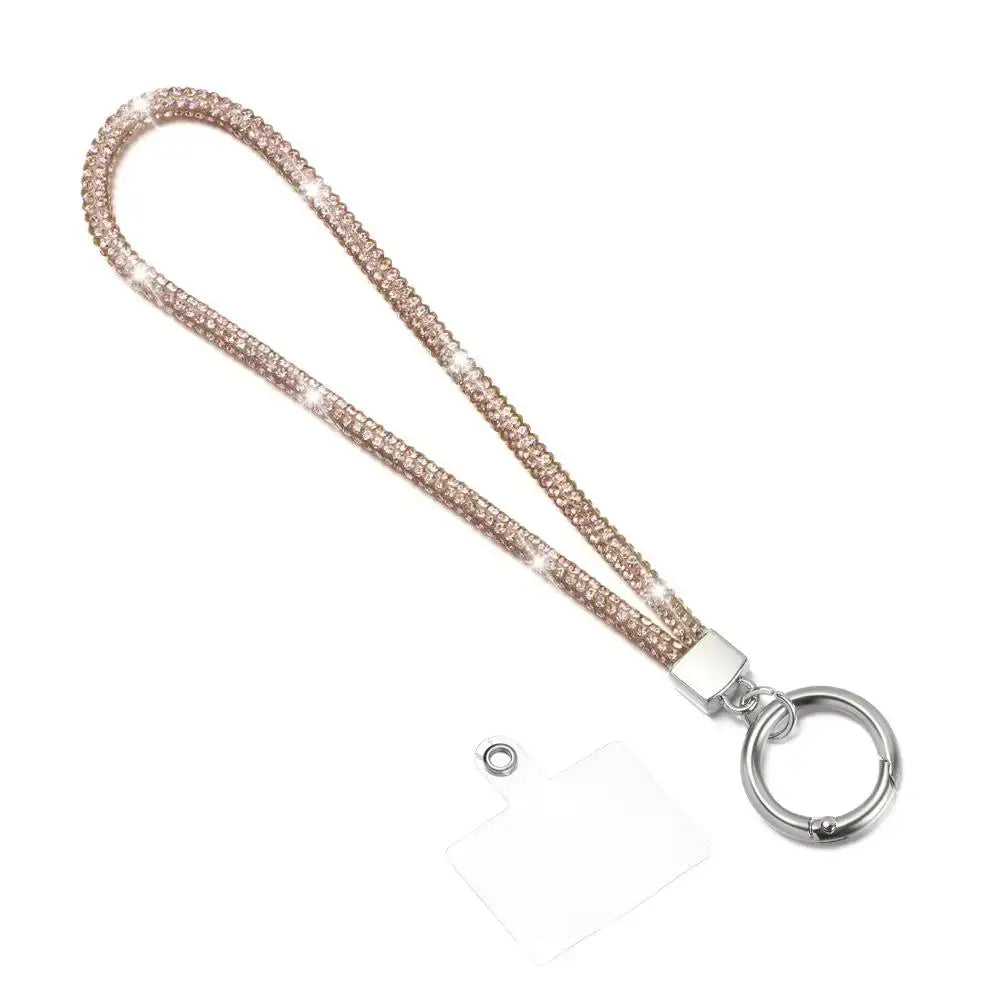 Glitter Rhinestone Phone Lanyard Crystal Wrist Strap Anti Lost Keychain Hanging Accessory For Secure Phone