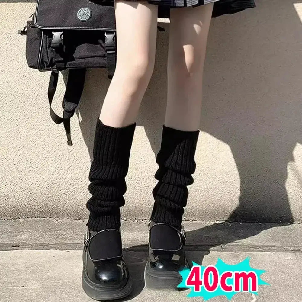 KnitAura Lolita Leg Warmers Y2K Crochet Heap Style Knit For Autumn Winter Warmth 40 To 70 Cm