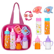 Two Piece Baby Doll Feeding Bottle Set With Milk And Juice Bottles And Pacifier For Dolls