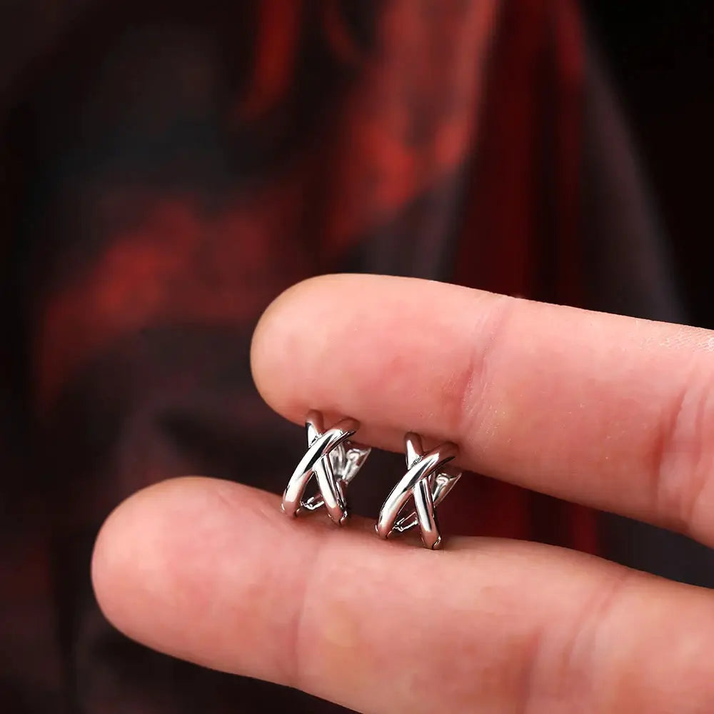 Crisscross Gold Silver Tiny Huggie Hoop Earrings For Women Mini Geometric Cartilage Piercing Punk Jewelry
