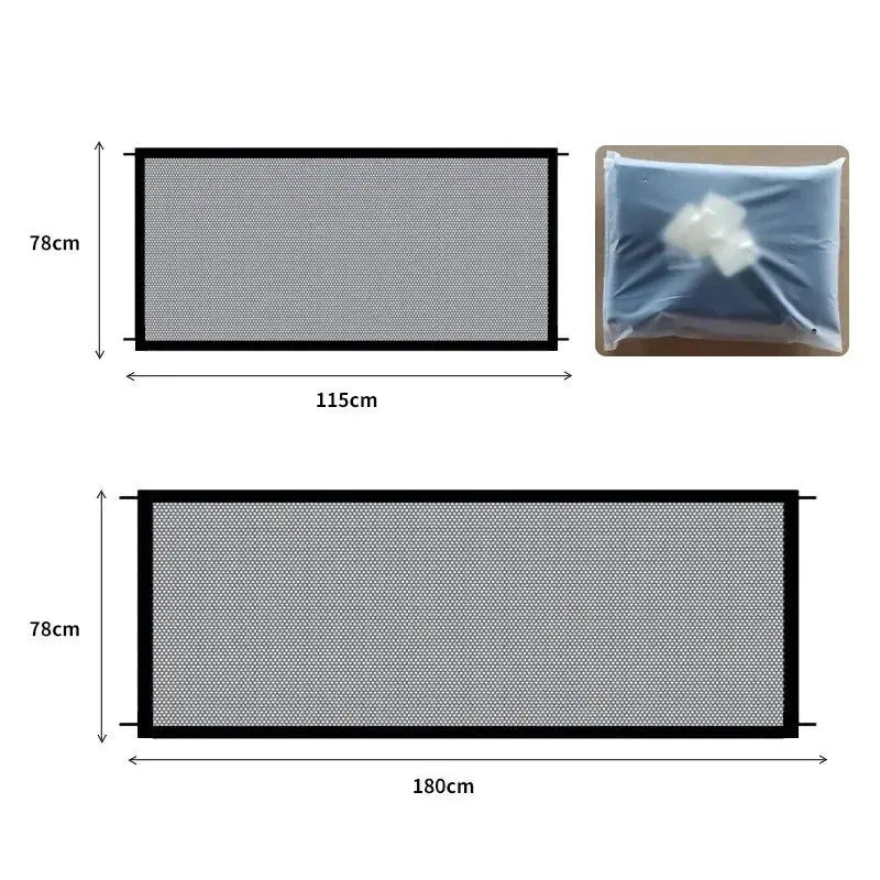 Foldable Breathable Mesh Dog Barrier Fence With 4 Hooks For Stairs And Rooms Safe Playpen