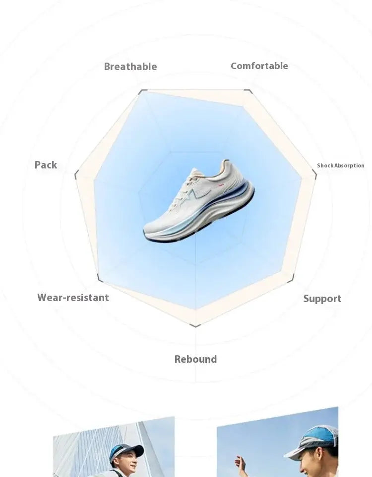 Xtep QINGYUN LITE men's running shoes, white/gray upper with blue midsole, lightweight cushioning