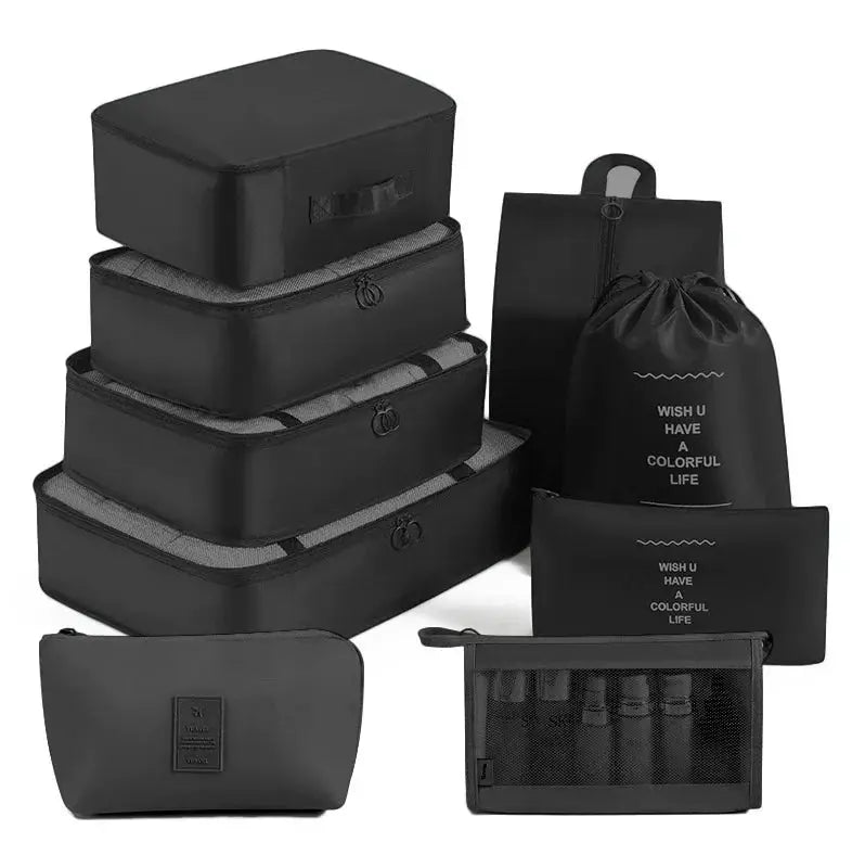 EcoVoyage Travel Storage Bag Set 7 8 9 Piece Eco Friendly Compression Packing Cubes For Clothes Shoes Toiletries