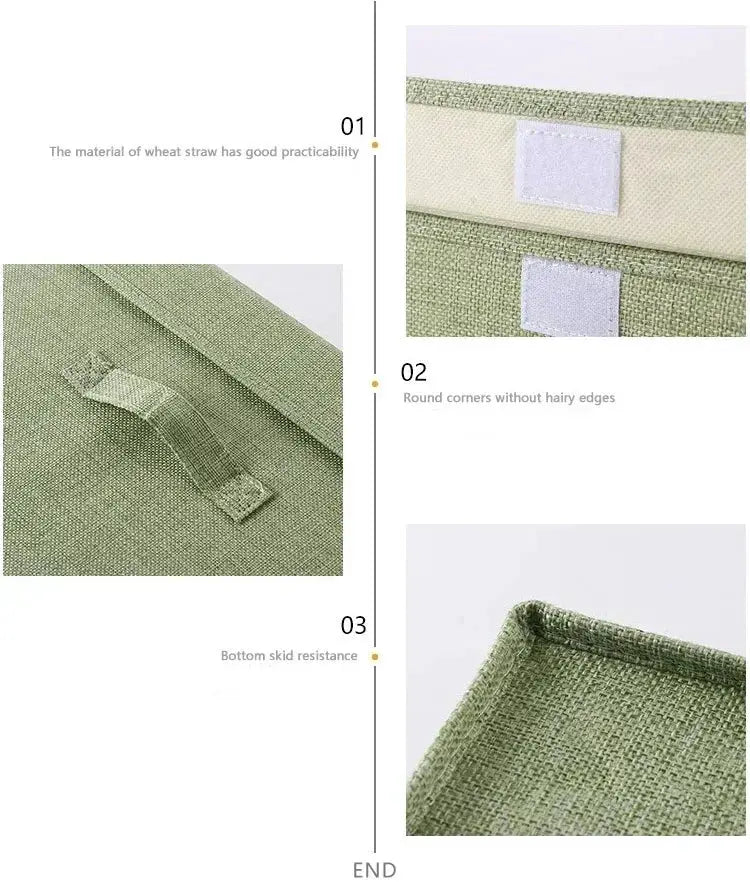 Simples Market green washable cotton-linen folding storage box with lid