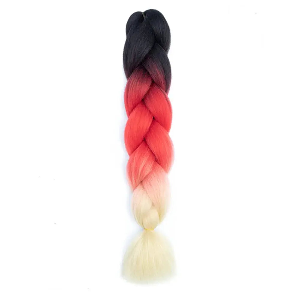 24in jumbo braiding hair by Simples Market, afro ombre synthetic crochet braid from black to red to blonde