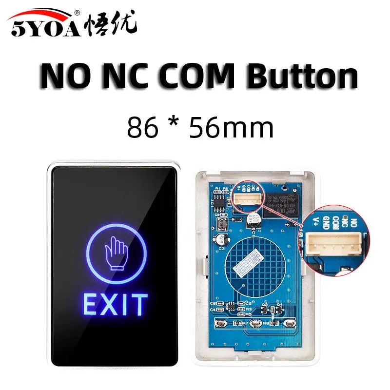 Access Button Door Exit Push Switch by Simples Market, 86x56mm, touchless with blue PCB