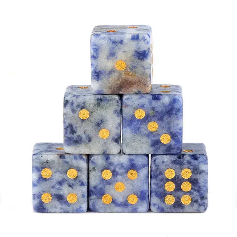 5 Piece Natural Stone Dice Set Amethyst Agate Tiger Eye 1.6cm Each Stone For Tabletop Games Wholesale