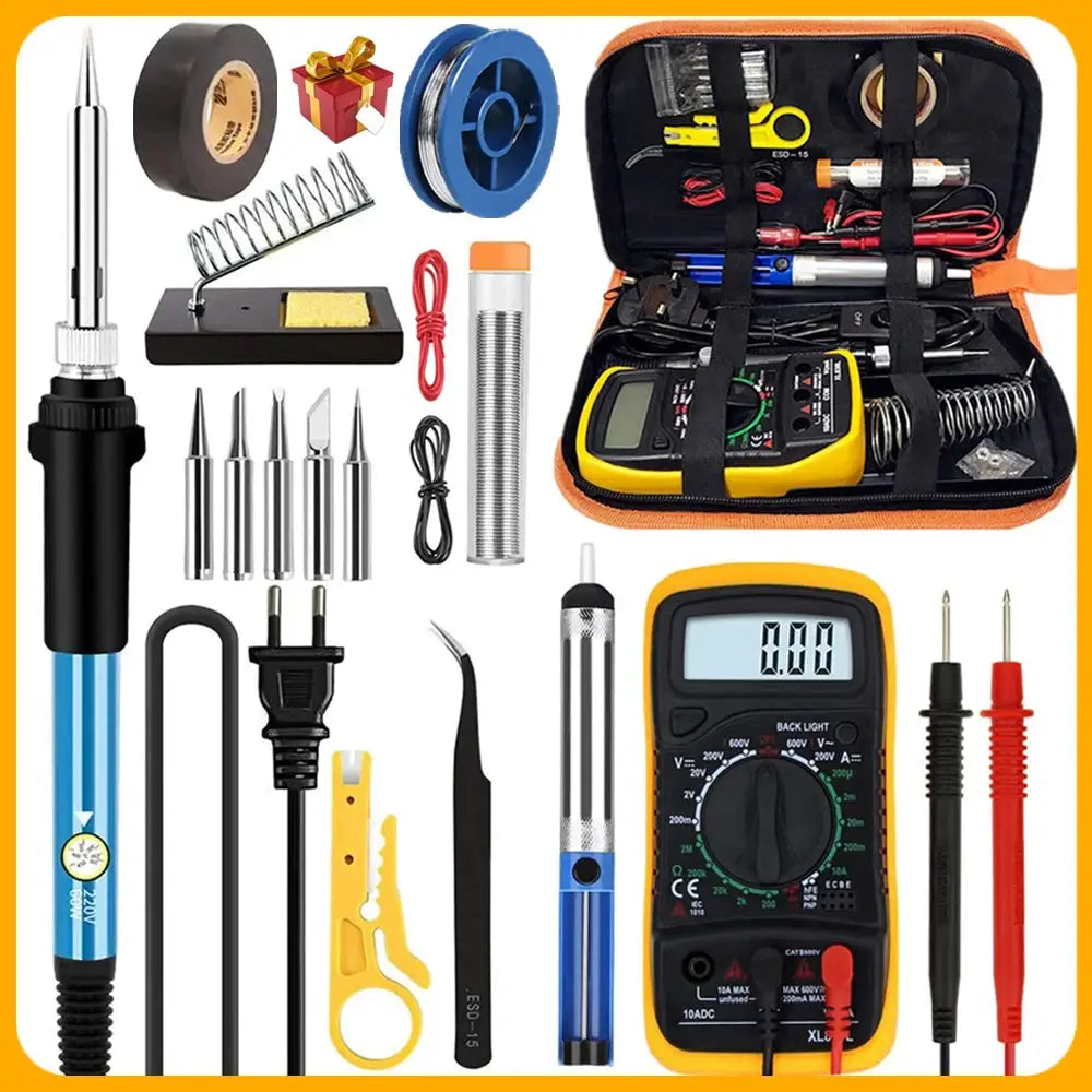 60W Adjustable Temperature Electric Soldering Iron Kit With Replaceable Tips Multi Configuration 10 In 1 16 In 1 20 In 1