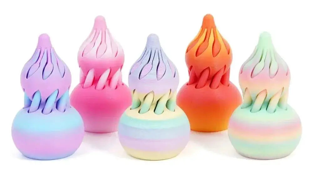 3D-printed helix screw rotating stress-relief toys, six-piece pastel rainbow set for home decor