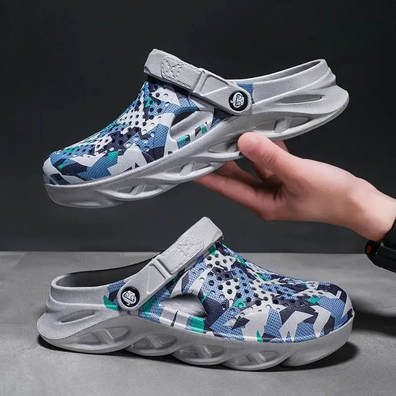 UrbanStride Mens Flat Sandals EVA Platform Lightweight Summer Outdoor Slippers Casual Breathable Graffiti Pattern