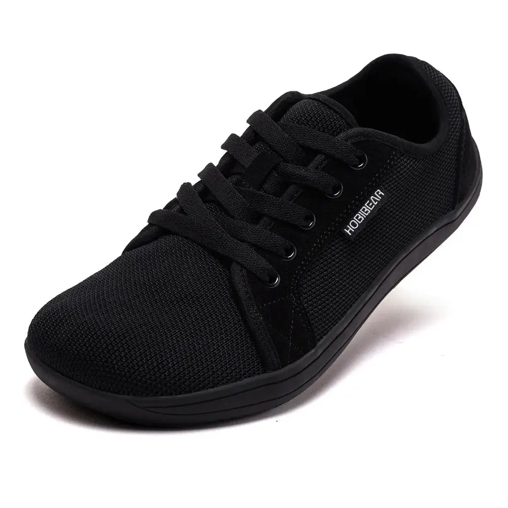 HOBIBEAR black unisex barefoot trail shoe with a wide-toe design, lightweight breathable mesh upper Simples Market