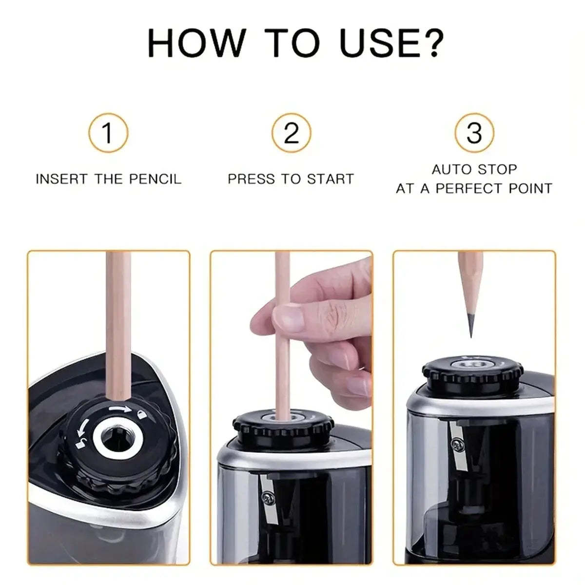 Automatic Electric Pencil Sharpener For Desktop Use 6-8mm Pencils For Students And Office