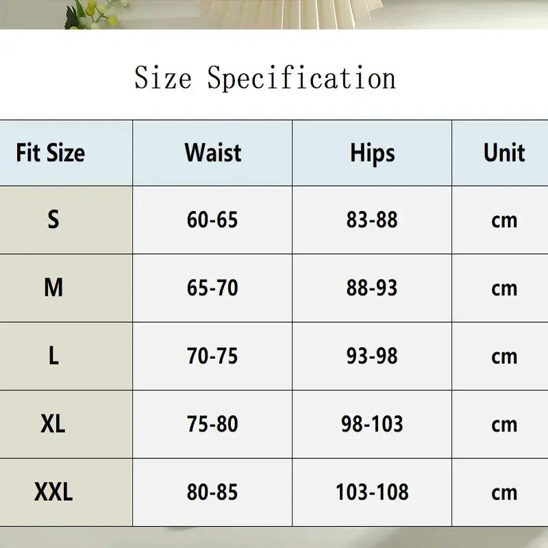 Finetoo cotton briefs size chart: S–XXL with waist 60–85 cm and hips 83–108 cm.