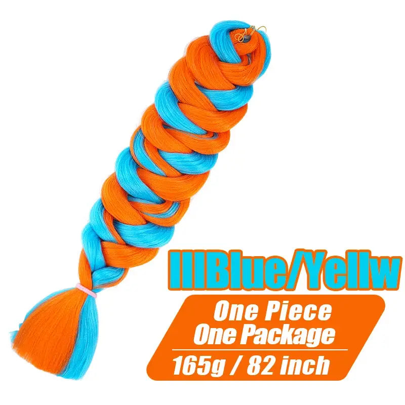 Kanekalon jumbo braiding hair, blue and orange, 82 inch, 165g, one piece by Simples Market