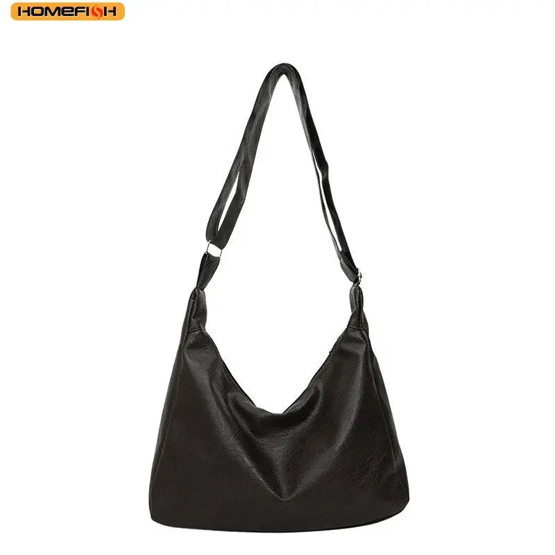 Homefish Leather Commuter Vintage Tote Bag For Women Maillard Style Crossbody Large Capacity PU Leather