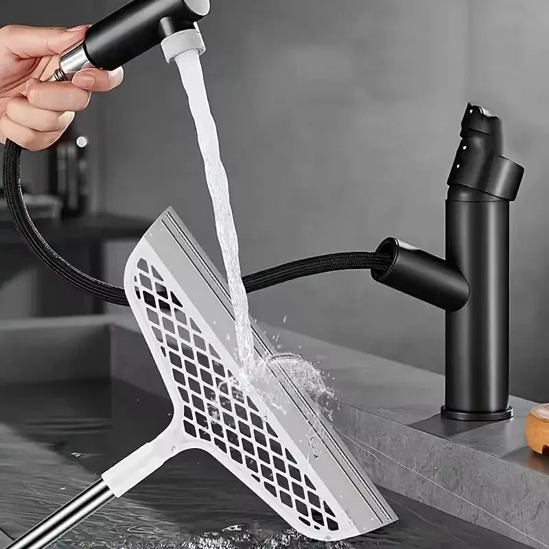 Simples Market 1pc silicone scraper broom squeegee with white blade and black handle for bathroom floors and windows