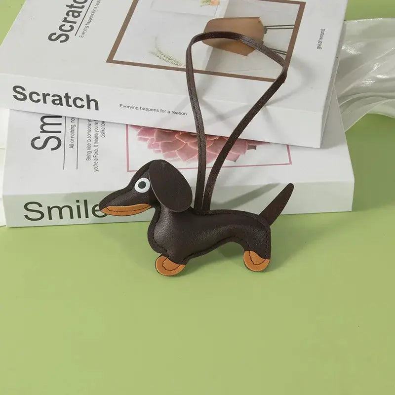 Cute Dachshund Leather Design Keychain Dog Charm For Bag And Car Ornament Perfect Gift For Women Friends And Couples