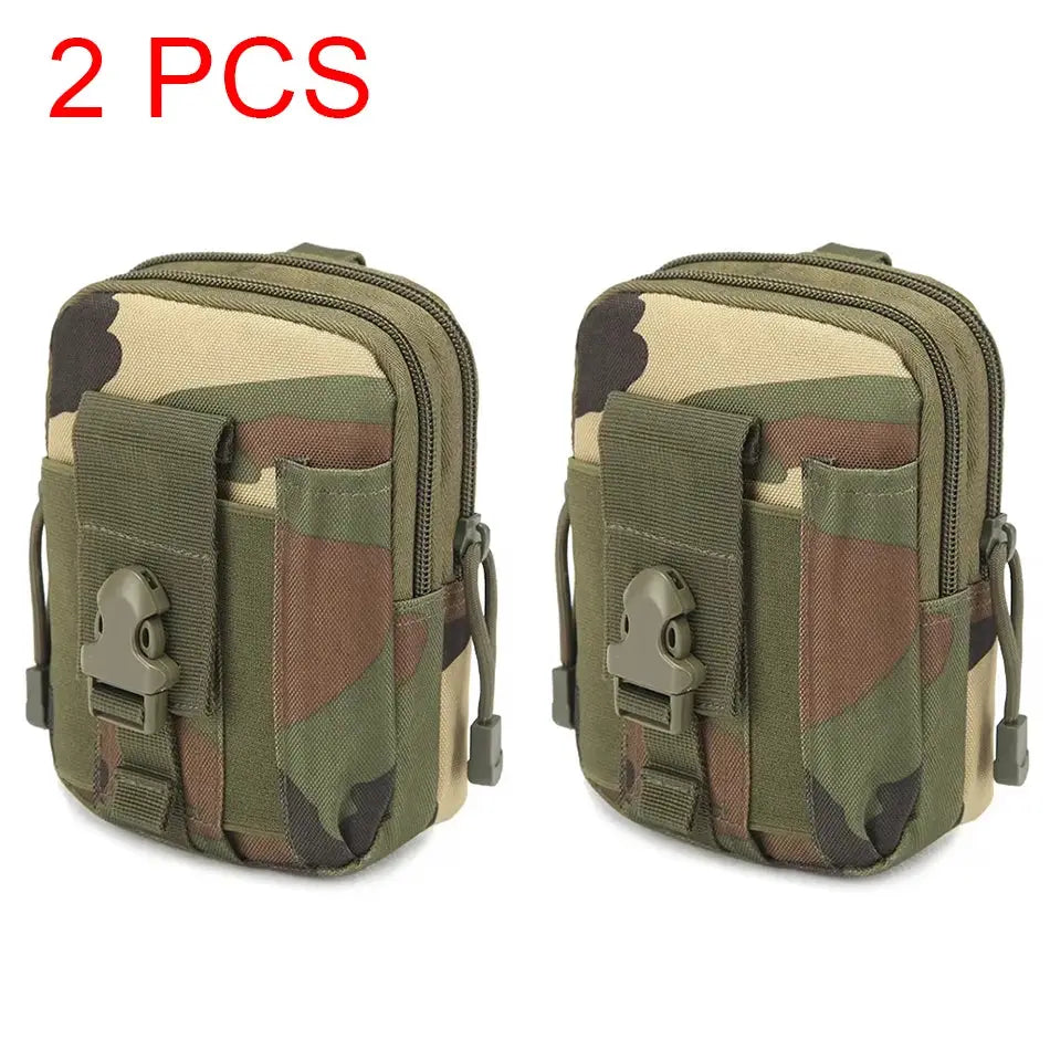 Tactical leg bag camo pattern, 2 pcs set, portable waist bag for sports