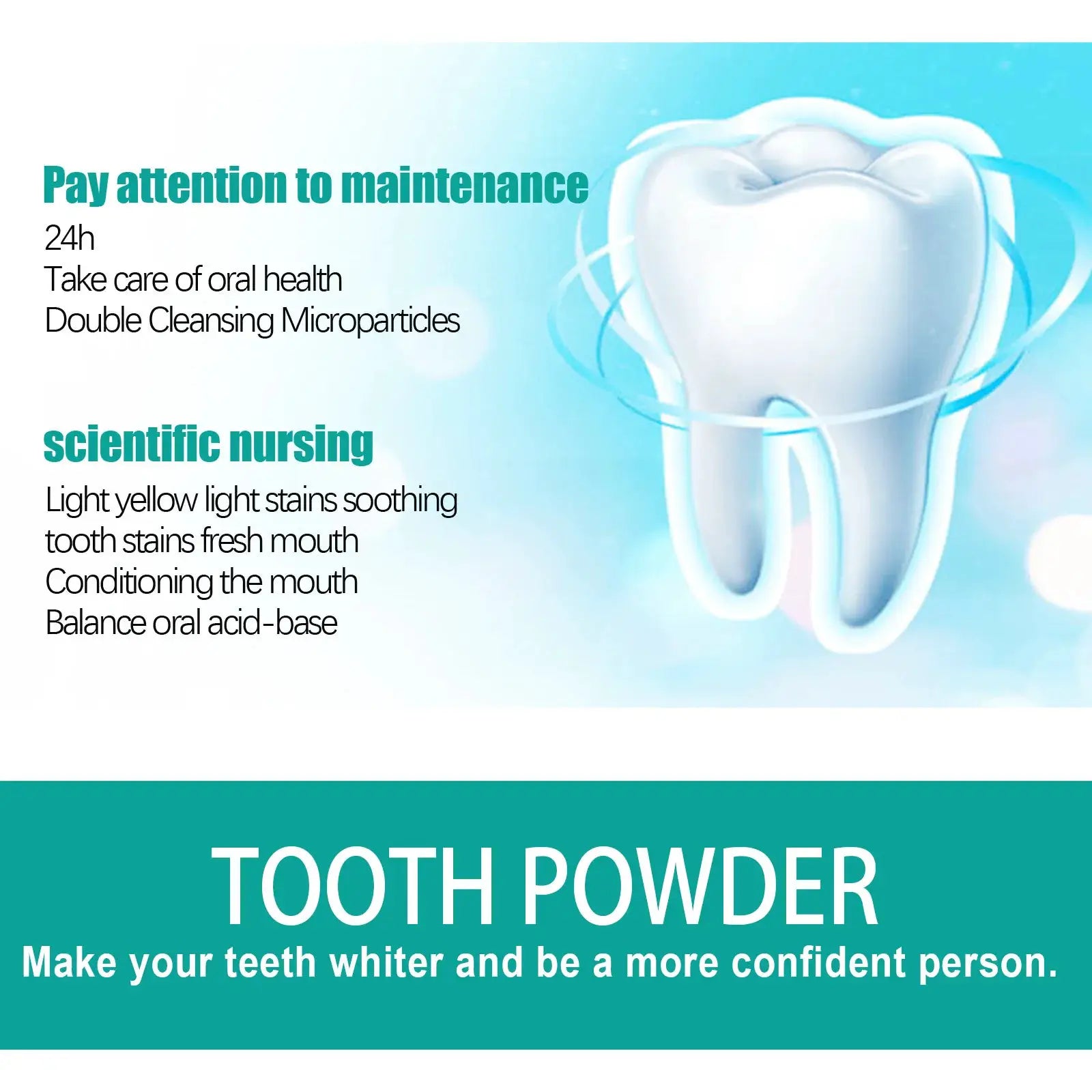 EELHOE White Teeth Powder 50g by Simples Market packaging with tooth illustration and teal banner