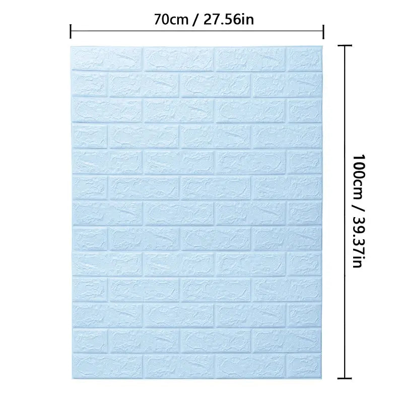 Blue brick wall sticker by Simples Market, waterproof PVC wallpaper panel, 70 cm by 100 cm