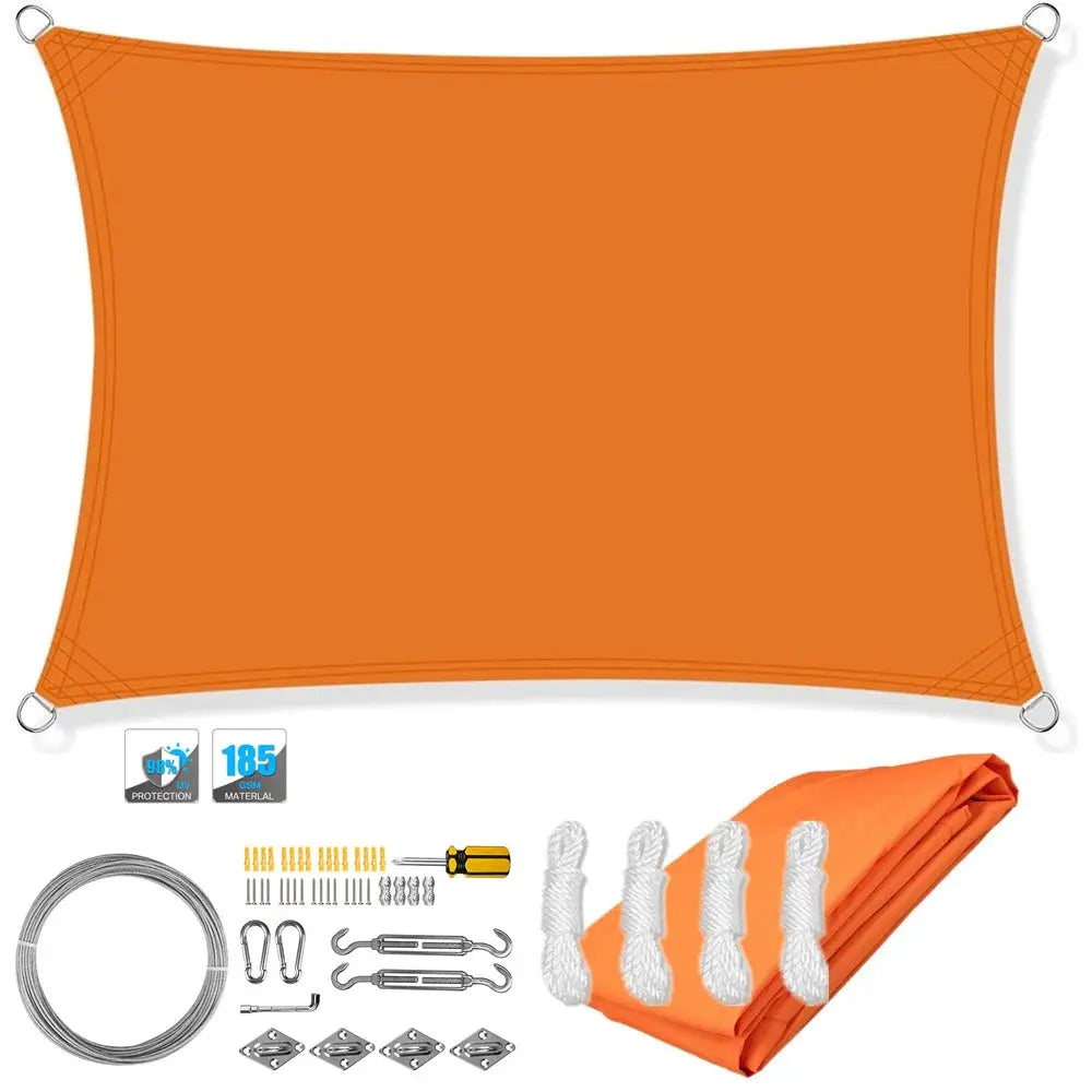 Simples Market waterproof orange rectangle sun shade sail canopy with installation hardware kit