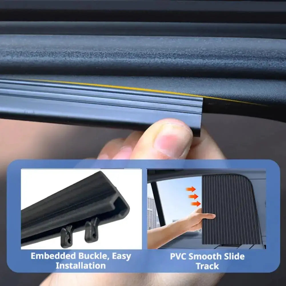 Simples Market car side window sun shade set (2/4 pcs) in black with embedded buckle and smooth PVC slide track
