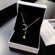 Moon Star Pendant Choker Necklace in gold color alloy chain by Simples Market