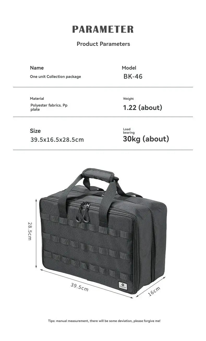 Simples Market CAMPINGMOON BK-46 large capacity storage bag, black tactical organizer with MOLLE straps