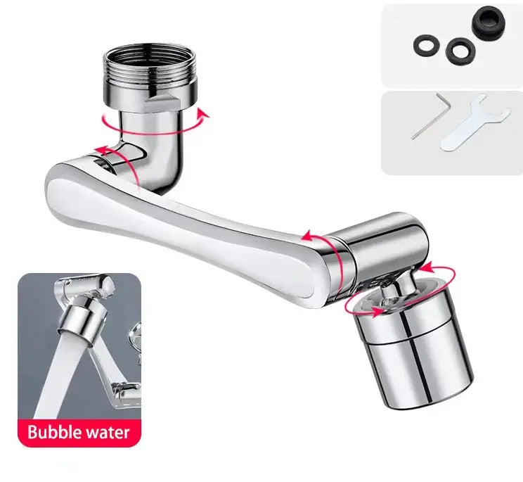 Chrome universal 1080° rotation faucet spray head for kitchen sink