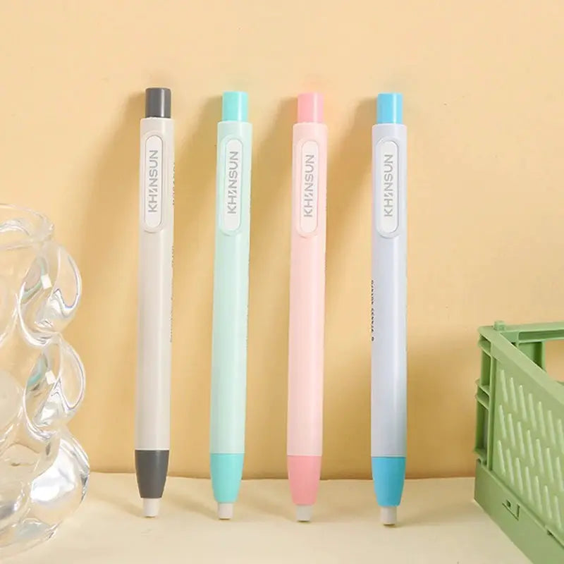KHANSUN press eraser pen set with replaceable cores in four pastel colors
