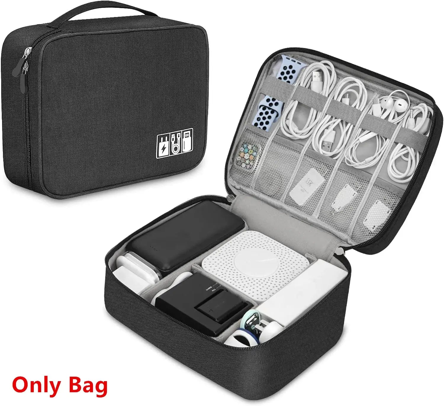 TravelMate Waterproof Cable Storage Bag Digital Organizer Portable USB Data Cable Charger Case With Compartments