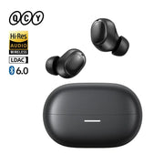 QCY MeloBuds A30 wireless earbuds with black charging case, two earbuds shown