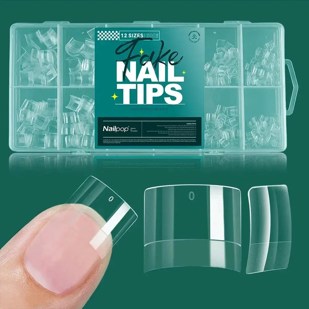 NailPop Soft Gel Nail Tips 600 Pcs Full Cover Coffin Almond Oval Shapes For Salon Quality At Home