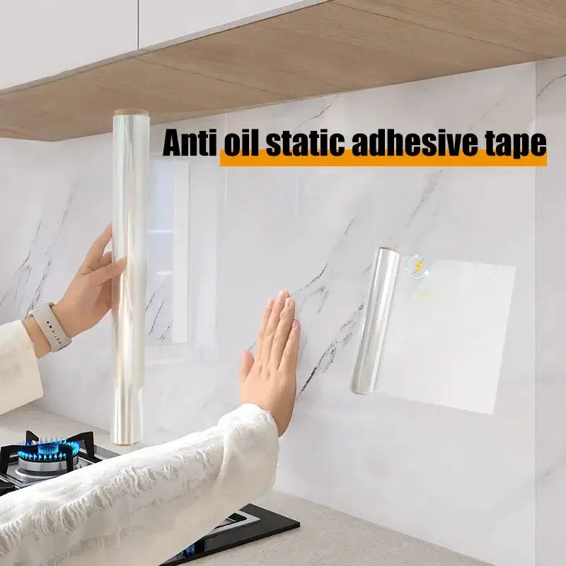 ClearGuard 45cm Transparent Static Kitchen Wallpaper Waterproof Oilproof Anti Fouling Shield Heat Resistant