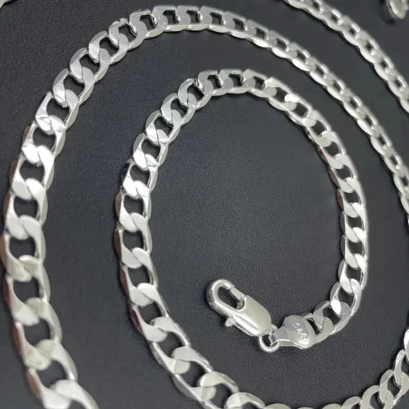 Sterling Silver 925 Unisex Necklace Face Chain 2mm 4mm 6mm 8mm 10mm 12mm 40cm 75cm Lobster Clasp Jewelry Gift