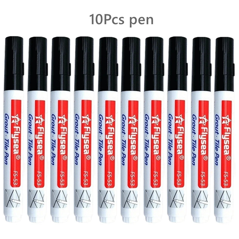 Grout pen set, 10 pcs, waterproof tile marker for wall, floor and bathroom seams; black, white, beige