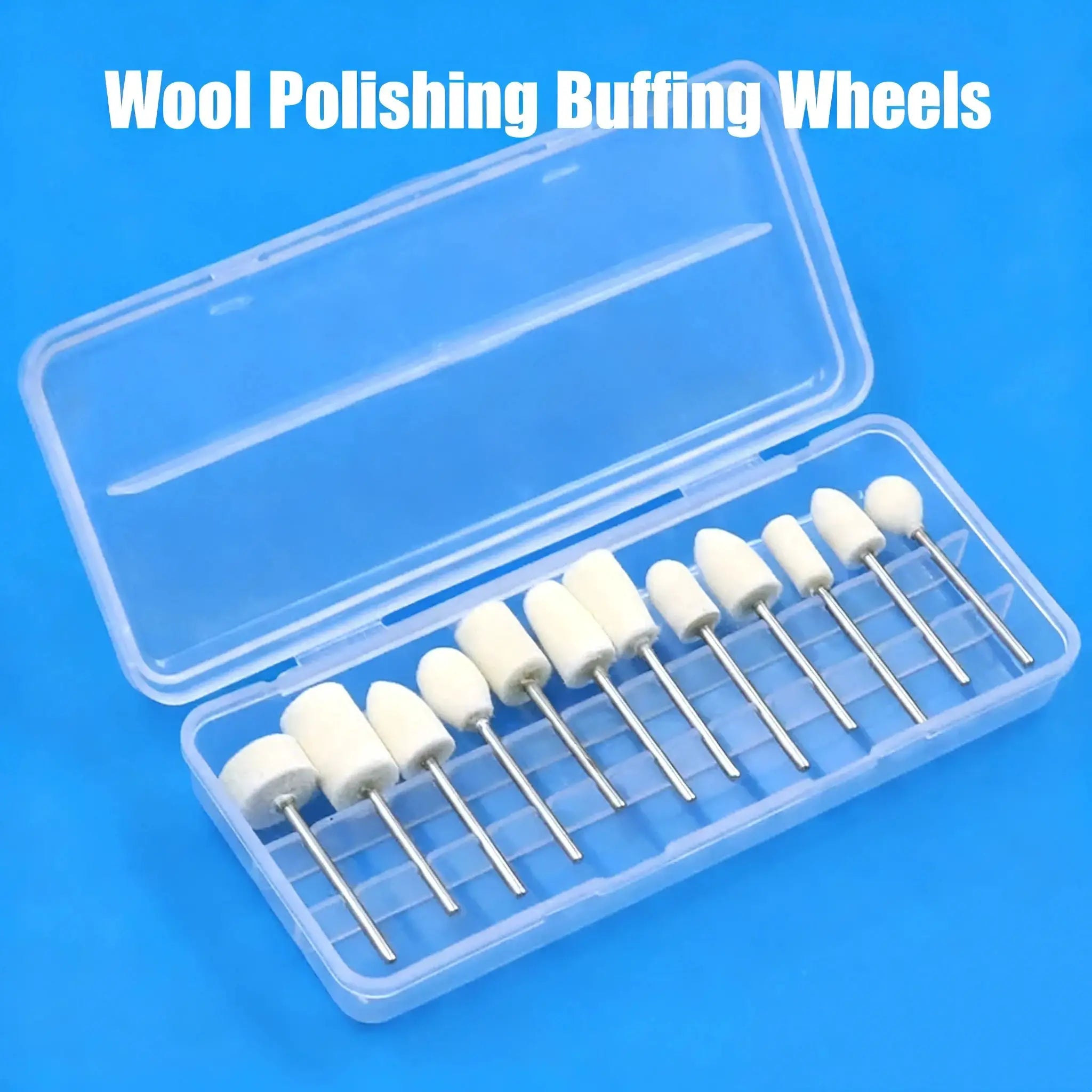12Pcs Wool Felt Polishing Wheels For Rotary Tool 8 To 11.8mm OD 2.35mm Shank Ideal For Nail Art Detailing