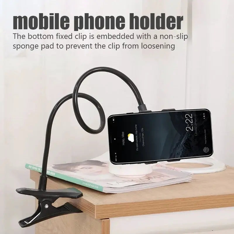 Universal Mobile Phone Holder With Flexible Gooseneck Clip For Bed Desktop Mounts And Hands Free Viewing