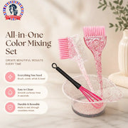 4pc pink speckled hair dyeing set by Simples Market with brushes and combs