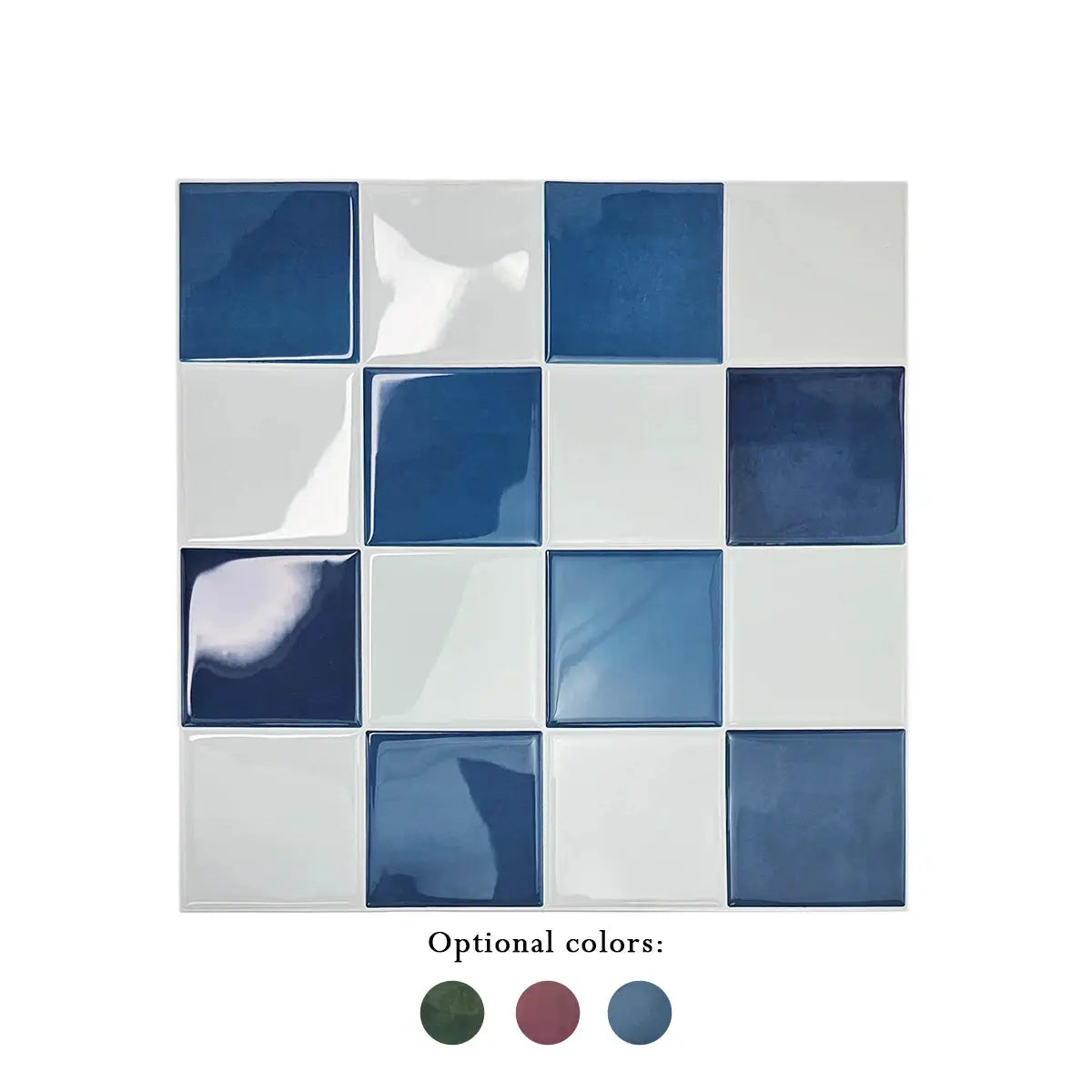 3D mosaic self-adhesive wall tile sheet for kitchen backsplash, blue and white, Simples Market, 16 tiles, 10.5x10.5 in