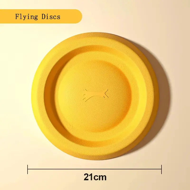 Yellow EVA dog flying disc toy, 21 cm diameter for puppies and adult dogs