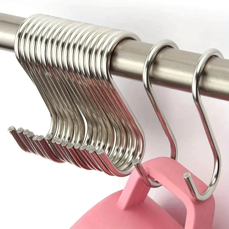 10 Pack Heavy Duty Stainless Steel S Hooks With Anti Scratch Caps Adjustable Wall Mounted Organizer For Accessories
