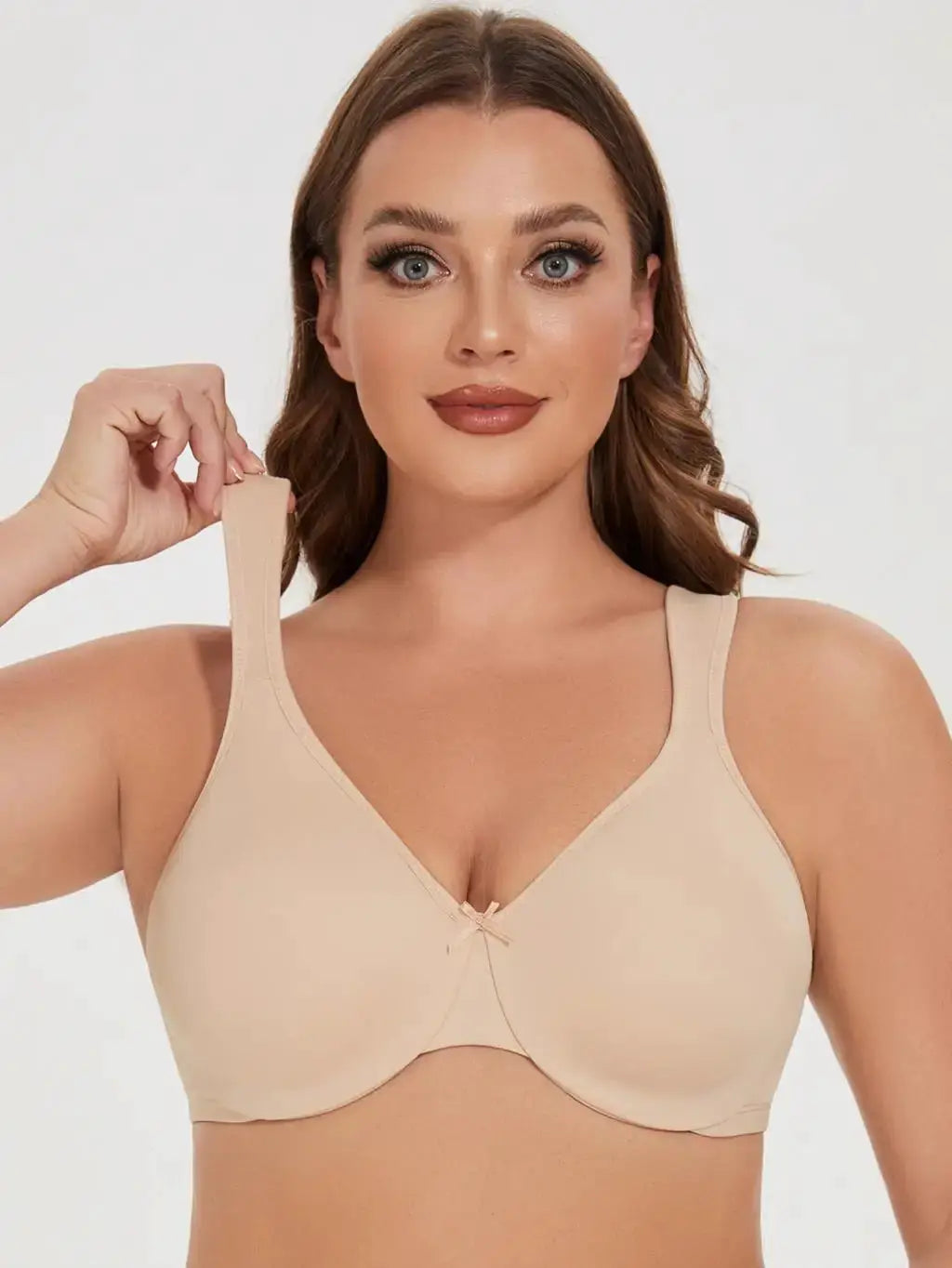 MELENECA women's minimizer seamless unlined plus-size underwire bra in nude