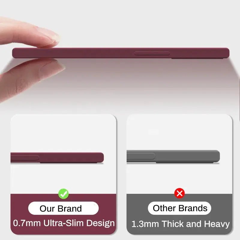Samsung Galaxy case by Simples Market, liquid silicone shockproof, burgundy ultra-slim 0.7mm design; two colors shown