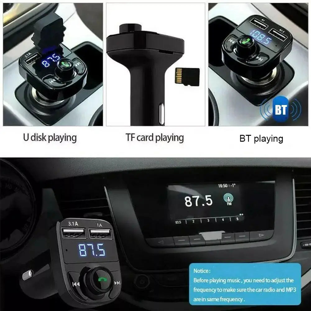 NovaDrive Wireless Bluetooth FM Transmitter MP3 Player Hands Free Calling and Dual USB Charger