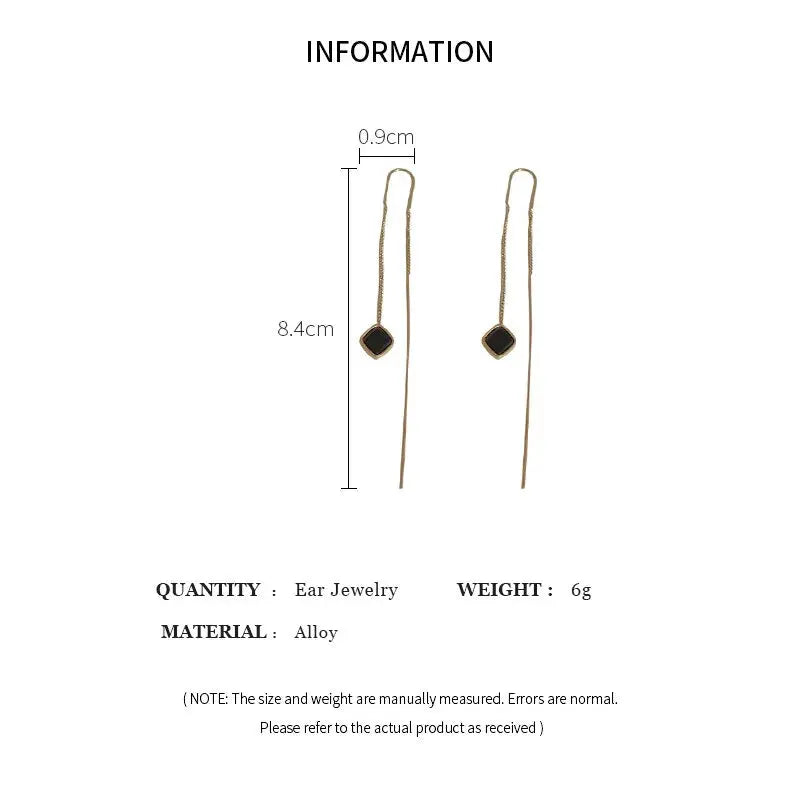 Geometric Square Drop Earrings For Women Korean Fashion Gold Color Long Tassel Dangle Party Jewelry Gift