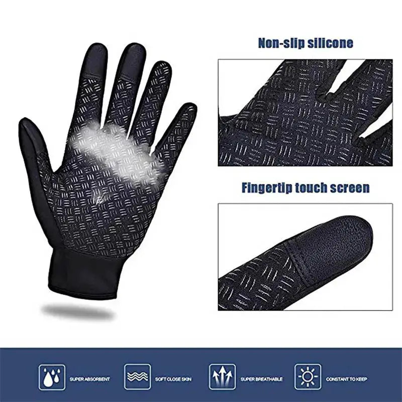 Winter Gloves For Men Waterproof Windproof Cold Weather Warm Touchscreen Zippered Gloves For Snowboard Riding Driving