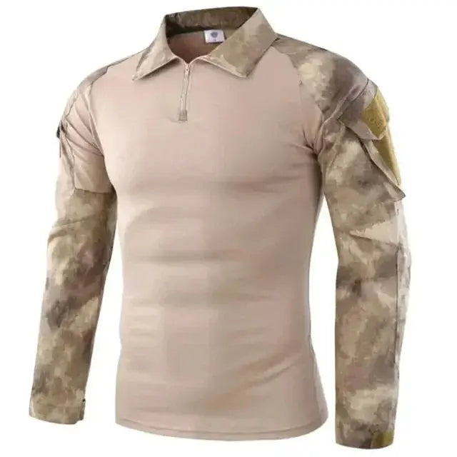 Mens Camouflage Long Sleeve Tactical Shirt For Outdoor Hiking Hunting And Climbing Army Military Style